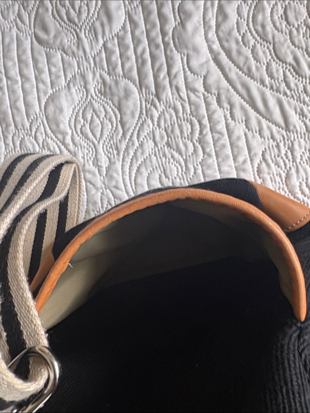 Classic Black Canvas and Tan Leather Travel Tote - Picture 14 of 16
